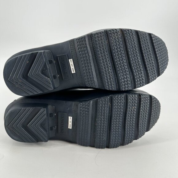 Hunter Navy Matte Waterproof Adjustable Outdoor Pull On Wellie Tall 6 Rain Boot - Picture 7 of 8